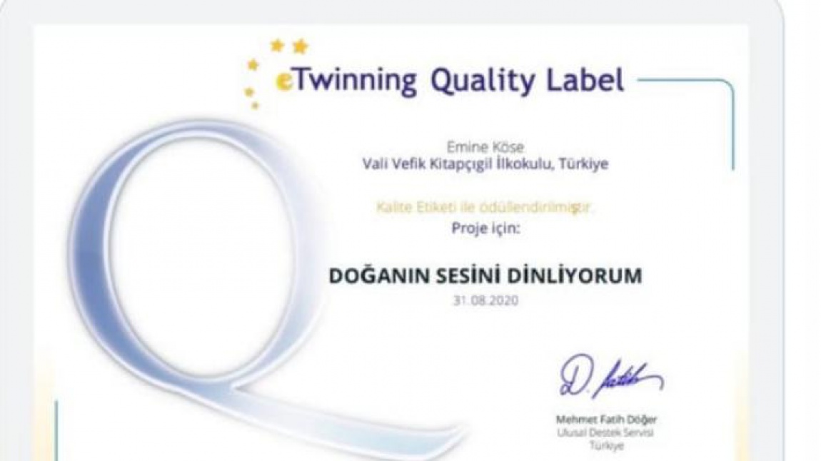 Emine Köse ve öğrencilerinin dahil olduğu projemiz Doğanın Sesini Dinliyorum.